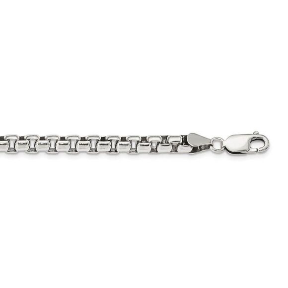 5.2mm Sterling Silver Antiqued Solid Round Box Chain Necklace 20 Inch